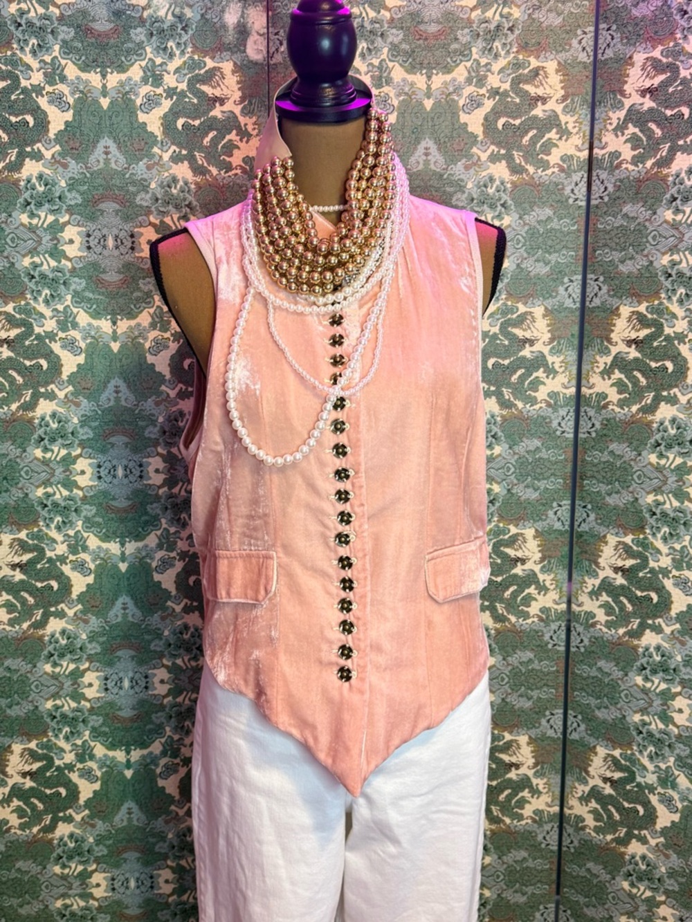 Jaded Gyspy Mesmerized Pink velvet vest